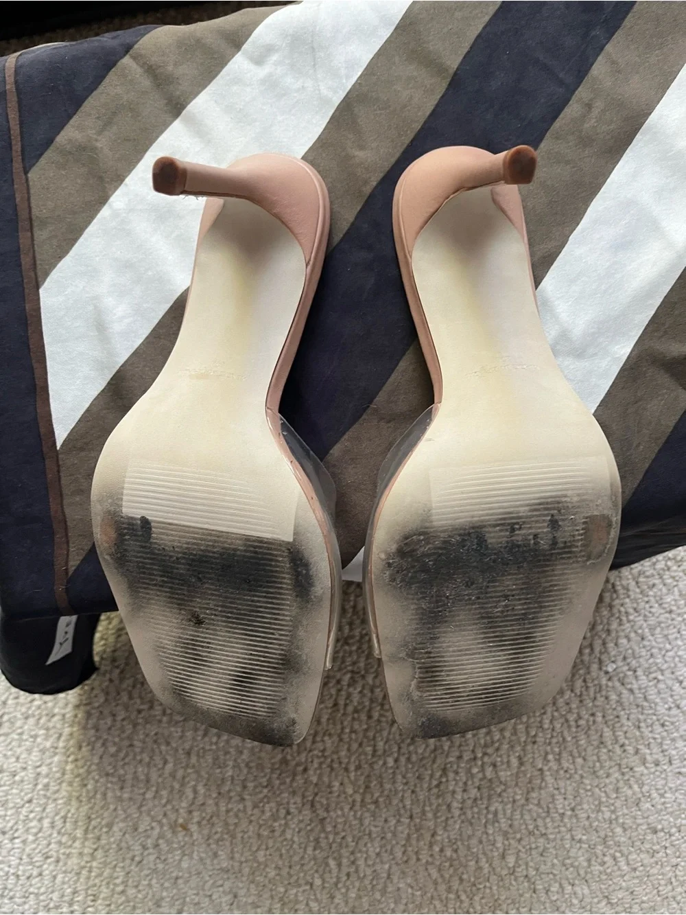 Steve Madden Blush Nude Clear Strap Stiletto Mules